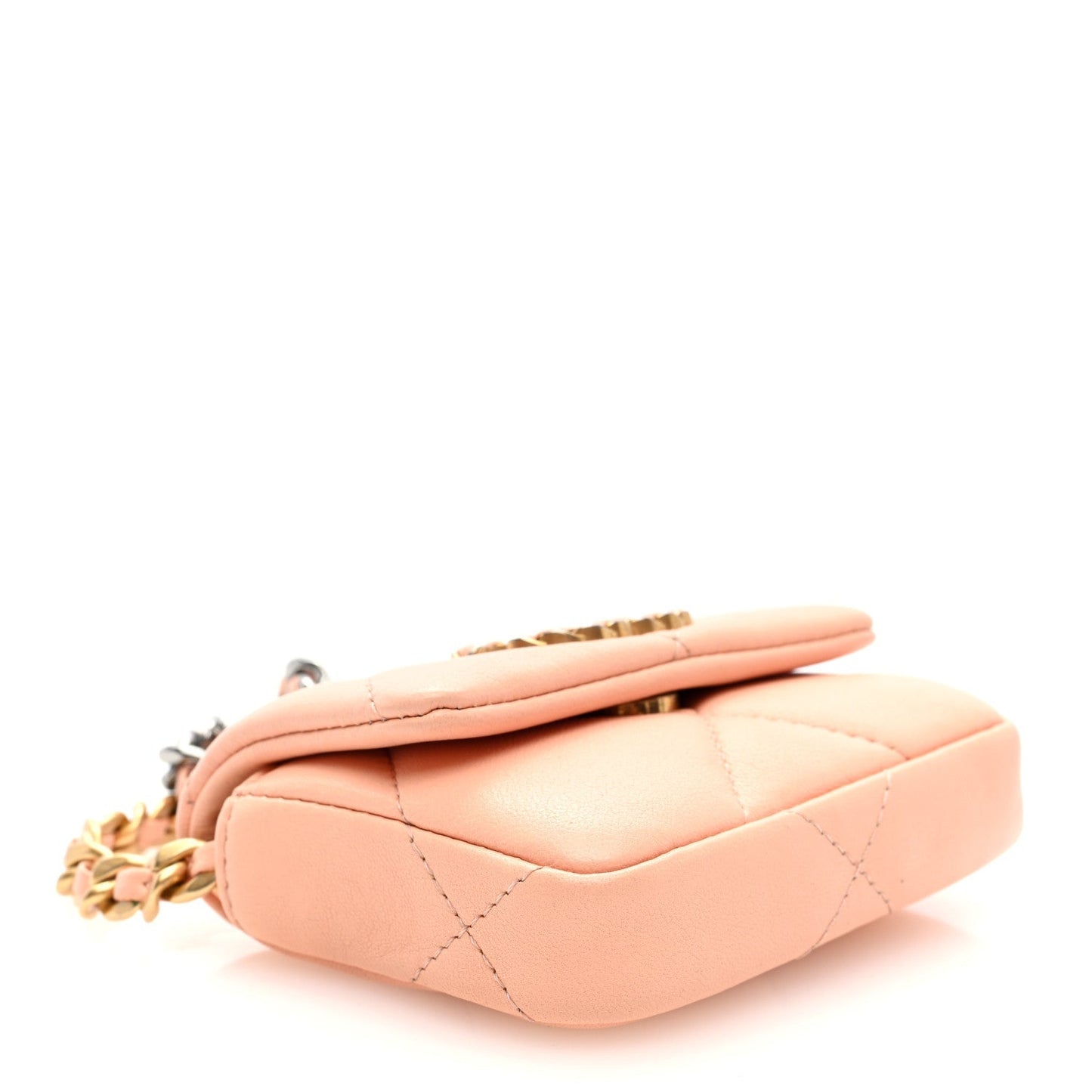 Lambskin Quilted Chanel 19 Flap Belt Bag Light Orange