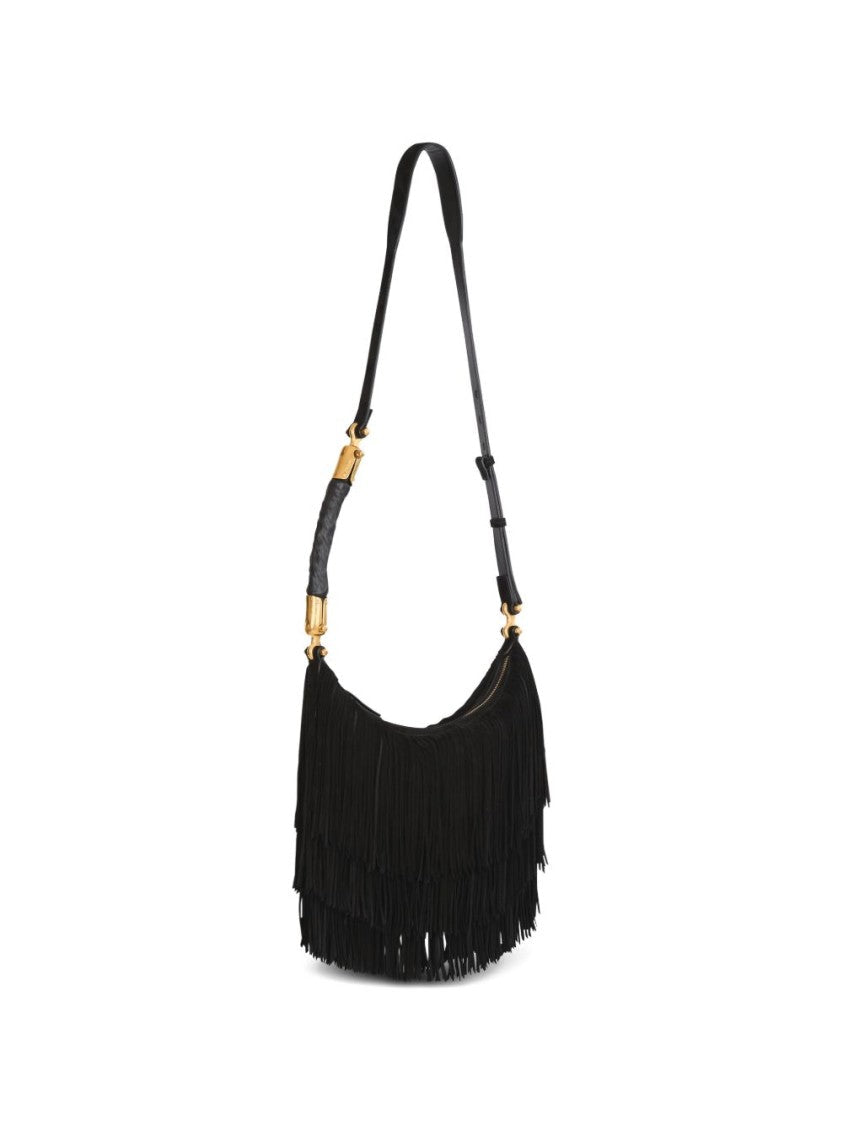 Balmain Fringe-Detail Suede Bag With Adjustable Strap