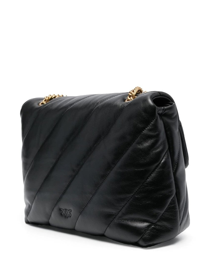 Pinko Love Big Puff Quilted Black Shoulder Bag