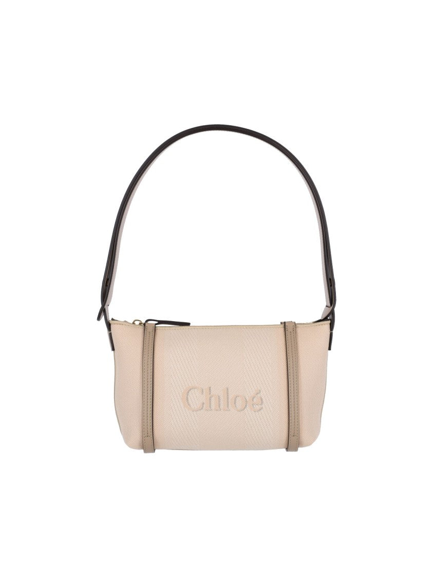 Chloé Carry Cotton Shoulder Bag With Leather Trim