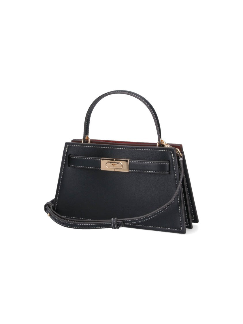 Tory Burch "Petite Lee Radziwill" Mini Bag In Black Calfskin
