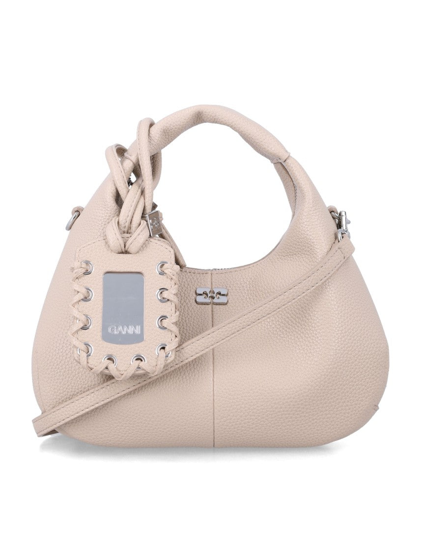 Ganni White Pepper Mini Hobo Bag