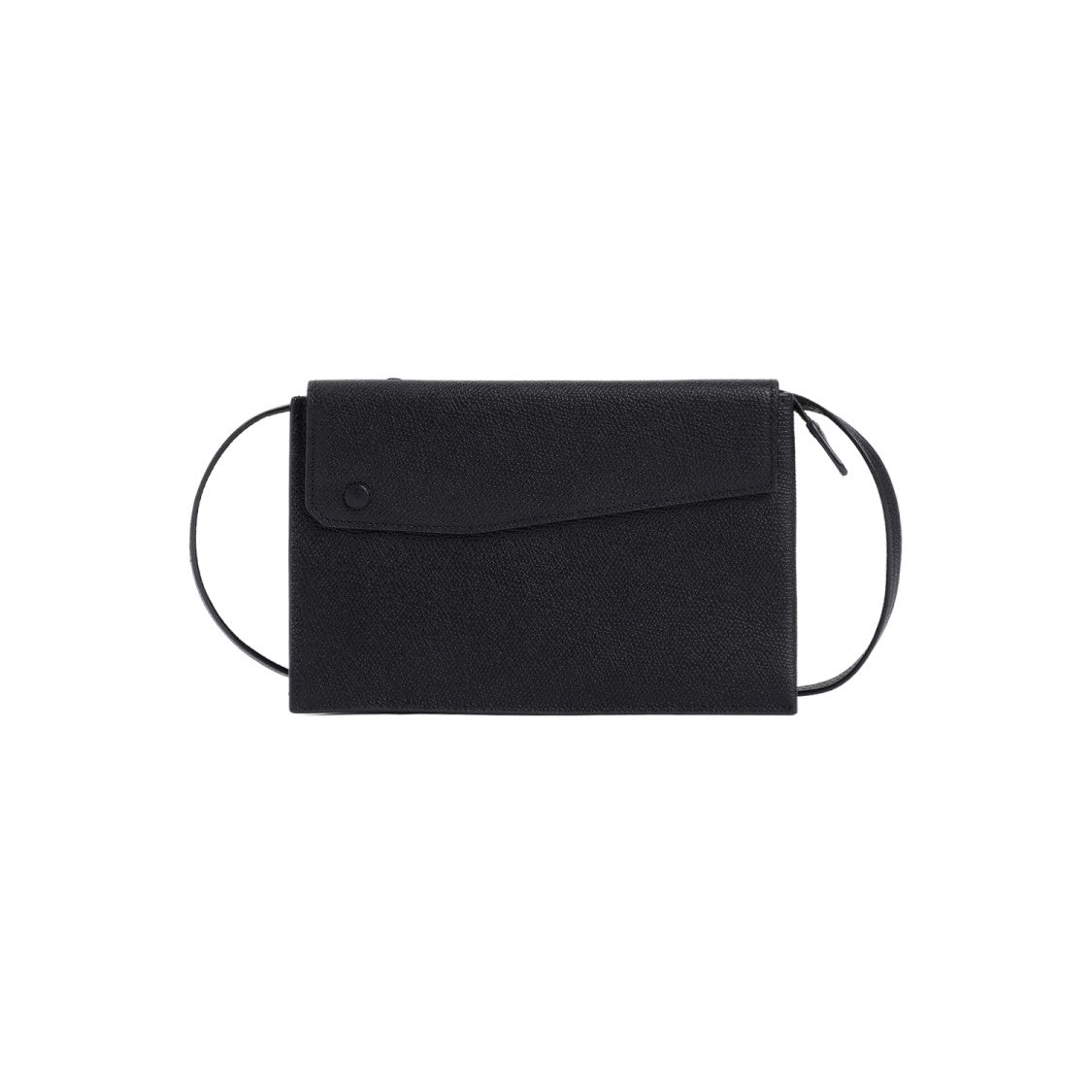 Valextra Timeless Black Calf Leather Crossbody Handbag With Adjustable Strap