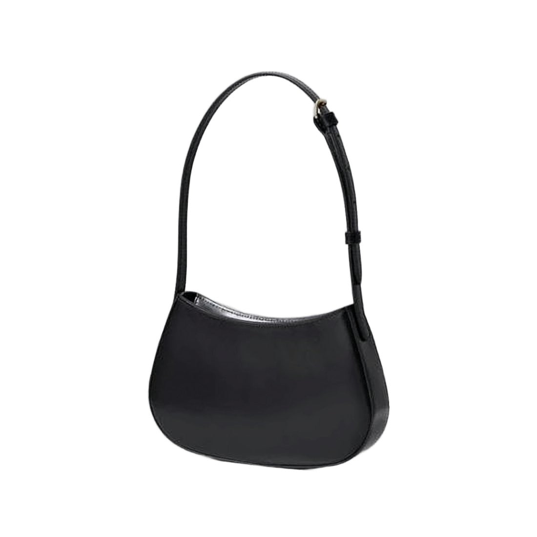 Celine Curved Minimalist Black Calf Leather Shoulder Bag