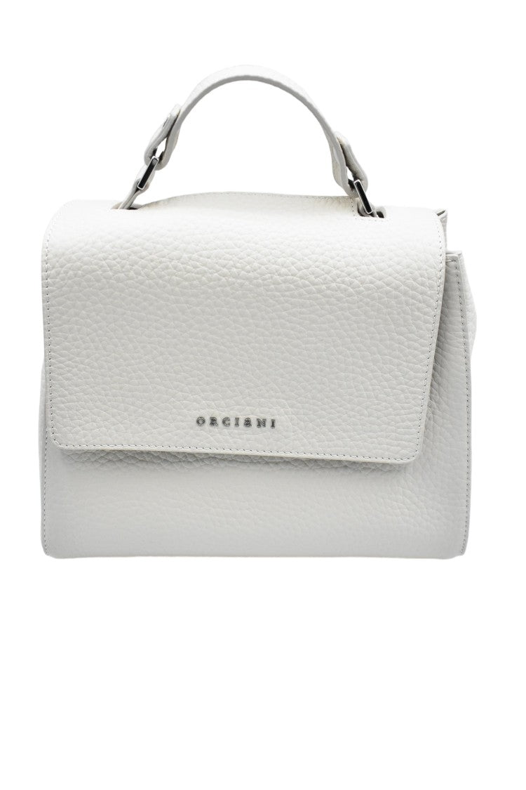 Orciani Textured Ivory Handbag With Magnetic Flap Closure