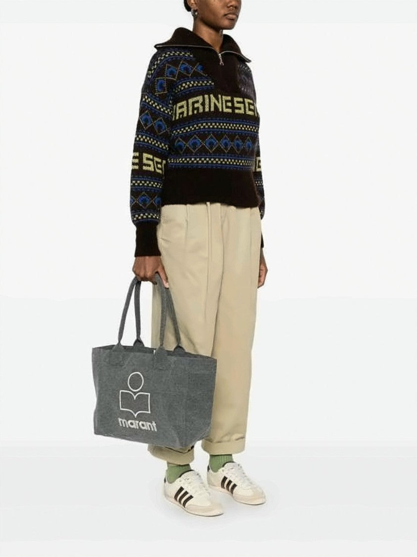 Isabel Marant Medium Grey Textured Cotton Tote Bag