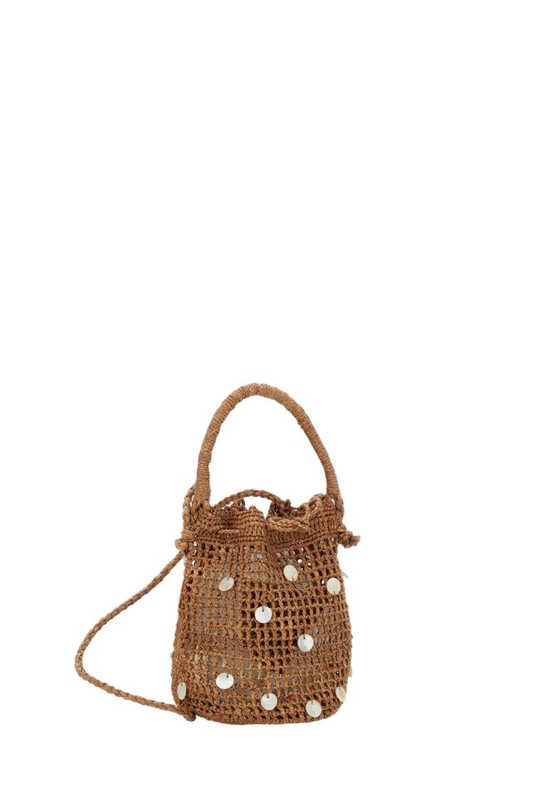 Alanui Brown Pearl Precious Moments Raffia Bag