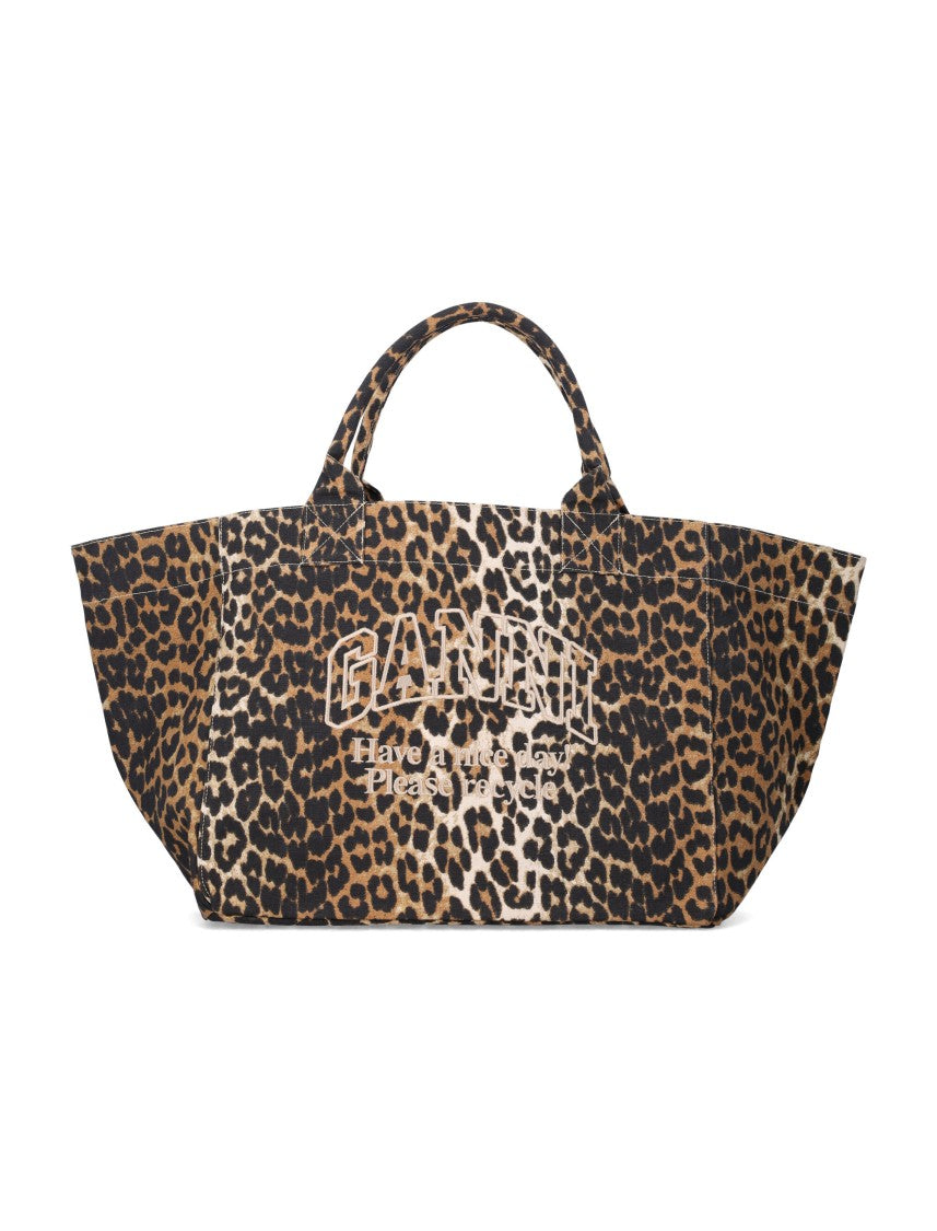 Ganni Leopard Xxl Tote Bag