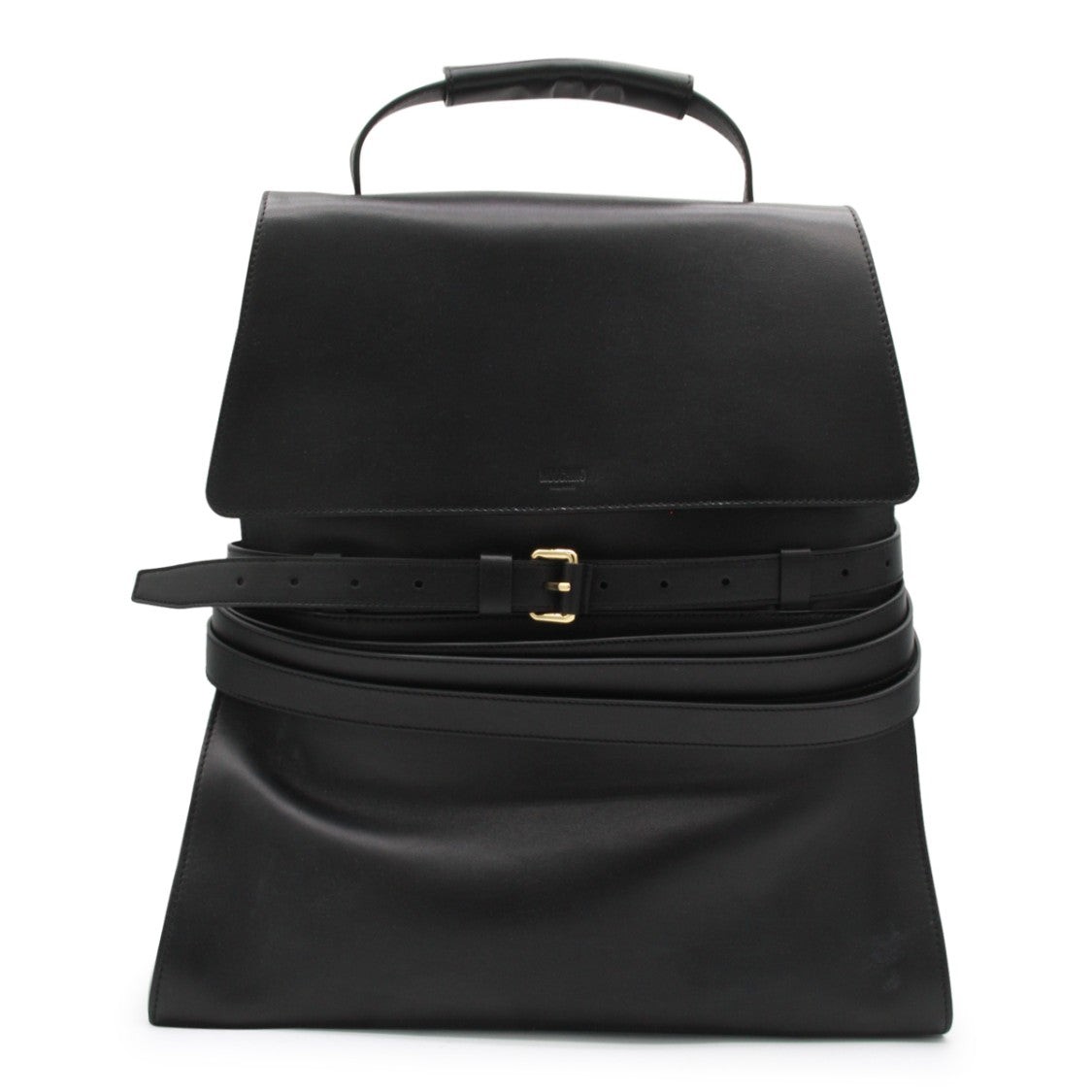 Moschino Black Leather Backpack