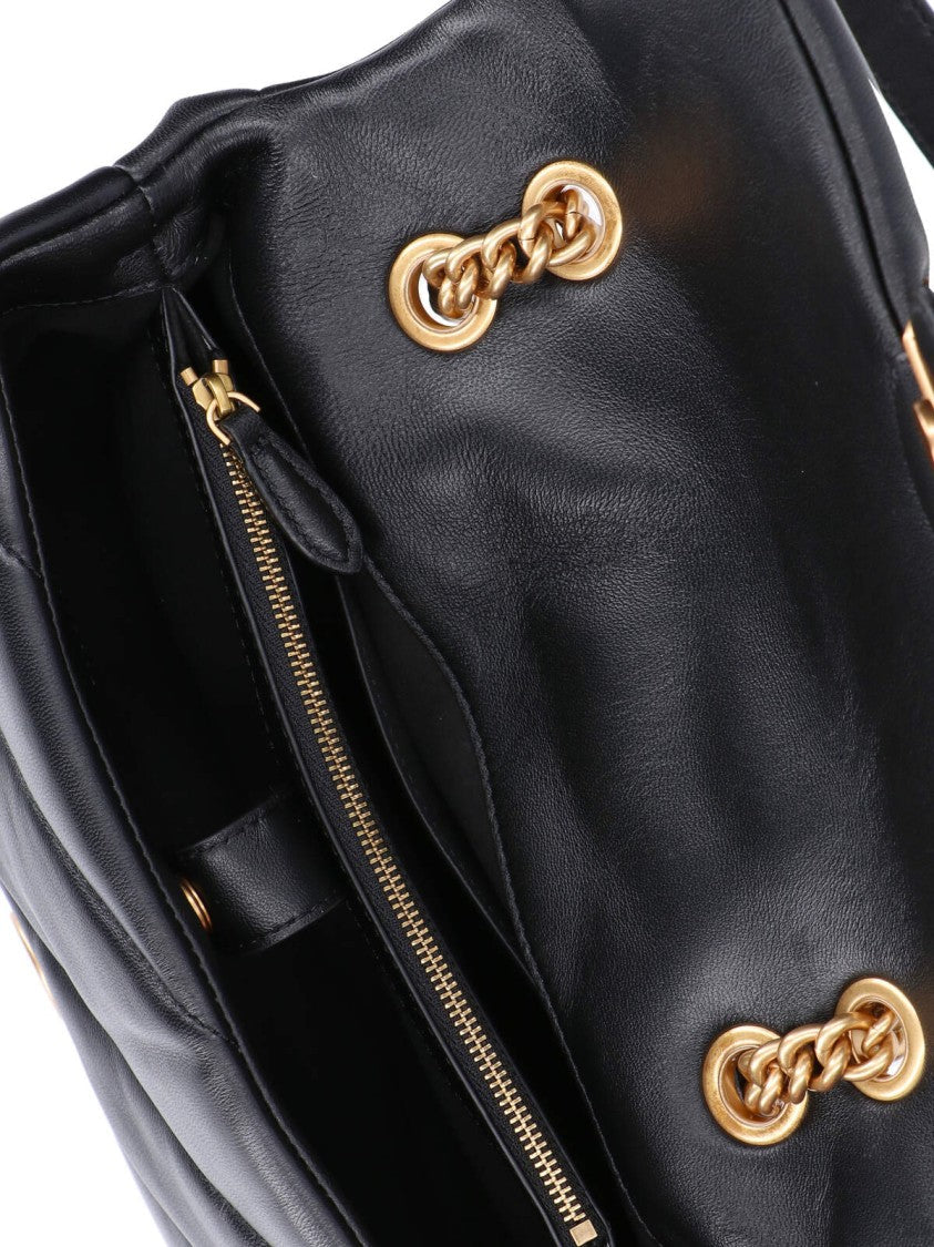 Pinko Quilted Nappa Leather Shoulder Bag With Love Birds Buckle