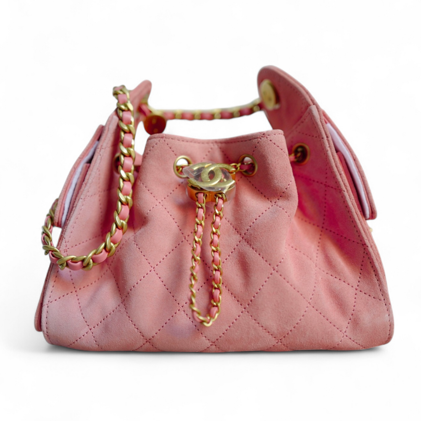 BNIB Chanel 26C Mini Hobo Shoulder Bag in Pink Suede with Gold Hardware