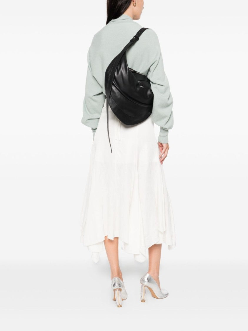 Federico Cina Crescent-Shaped Shoulder Bag In Smooth Calfskin Leather