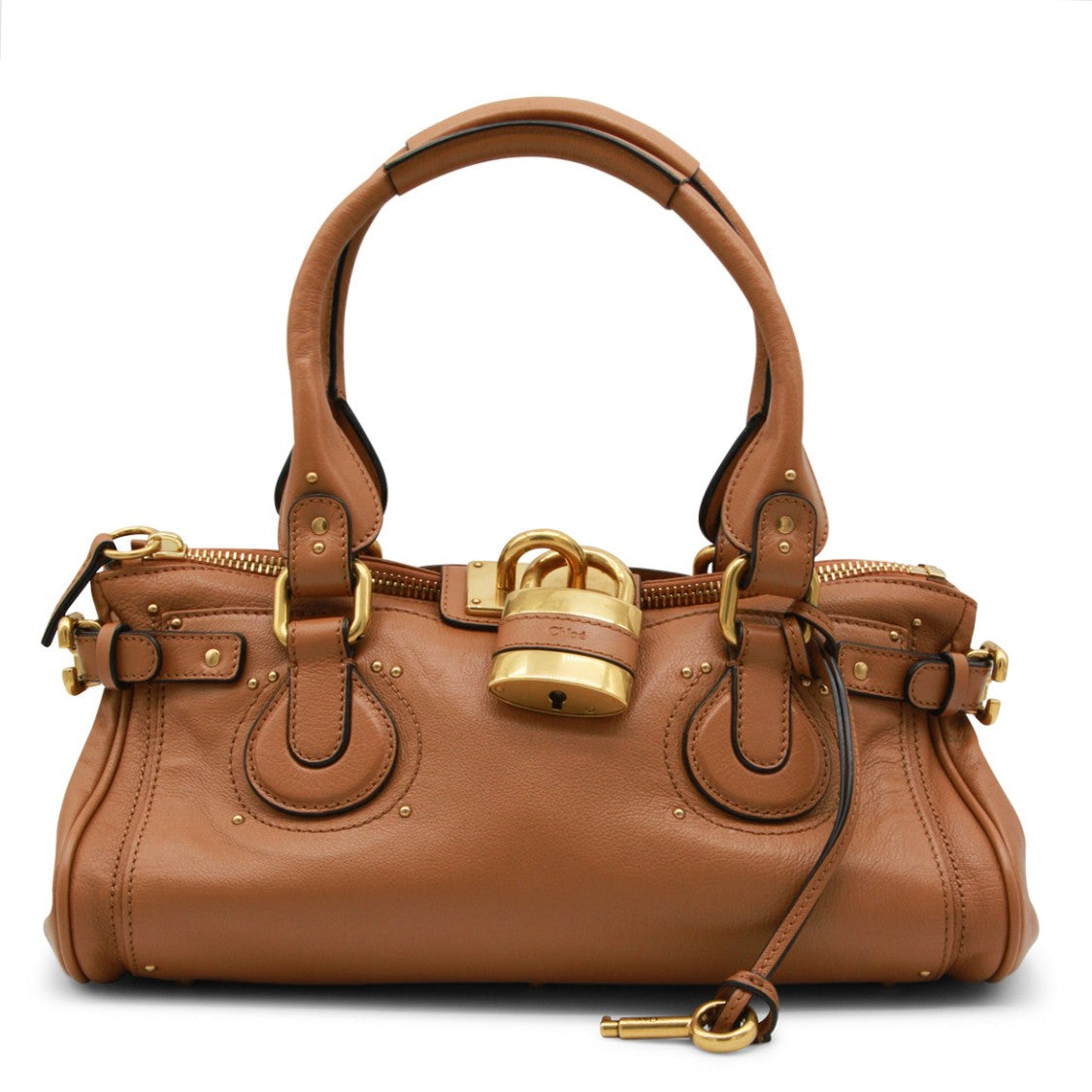Chloé Structured Brown Leather Paddington Top Handle Bag