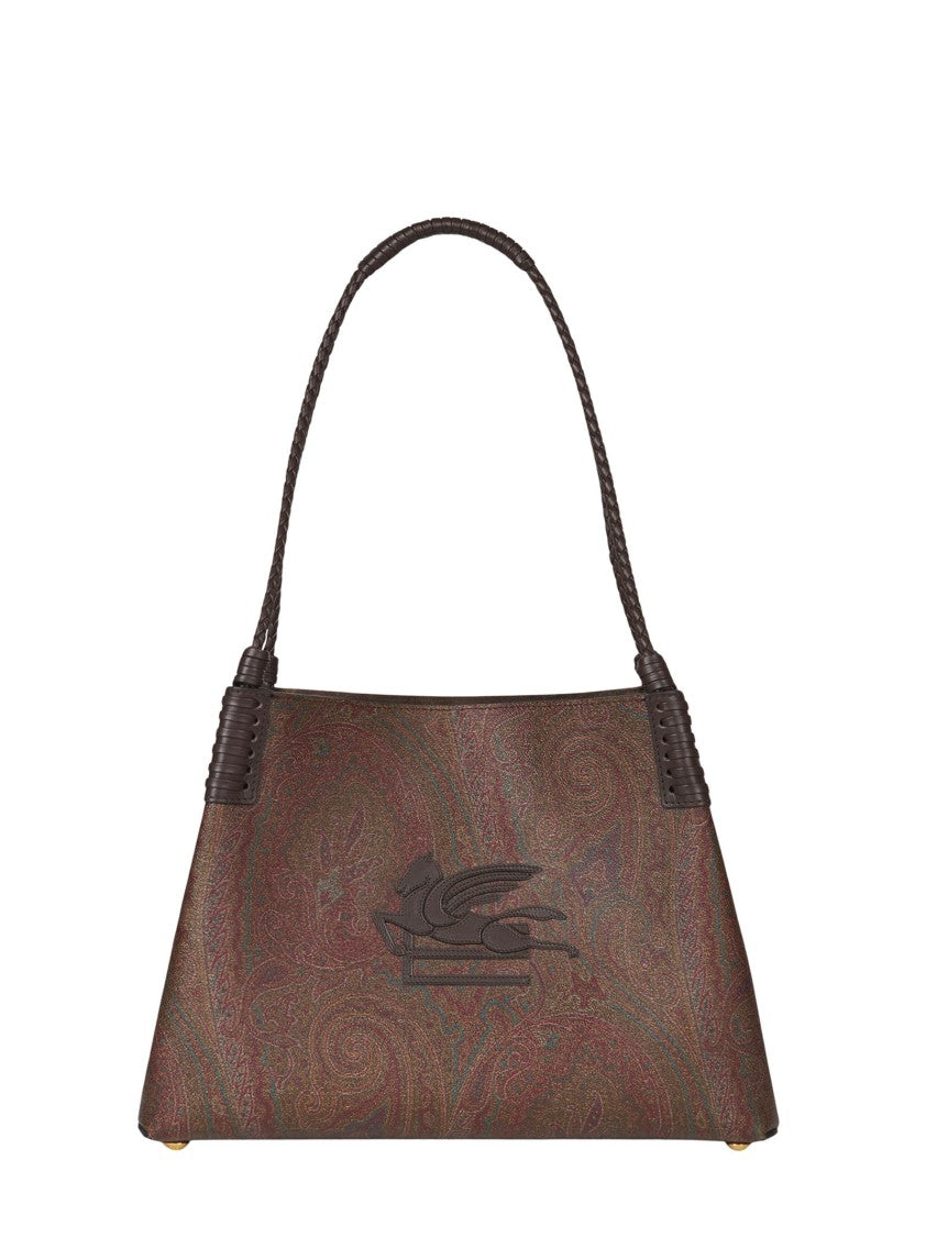 Etro Brown Paisley Jacquard Shoulder Bag
