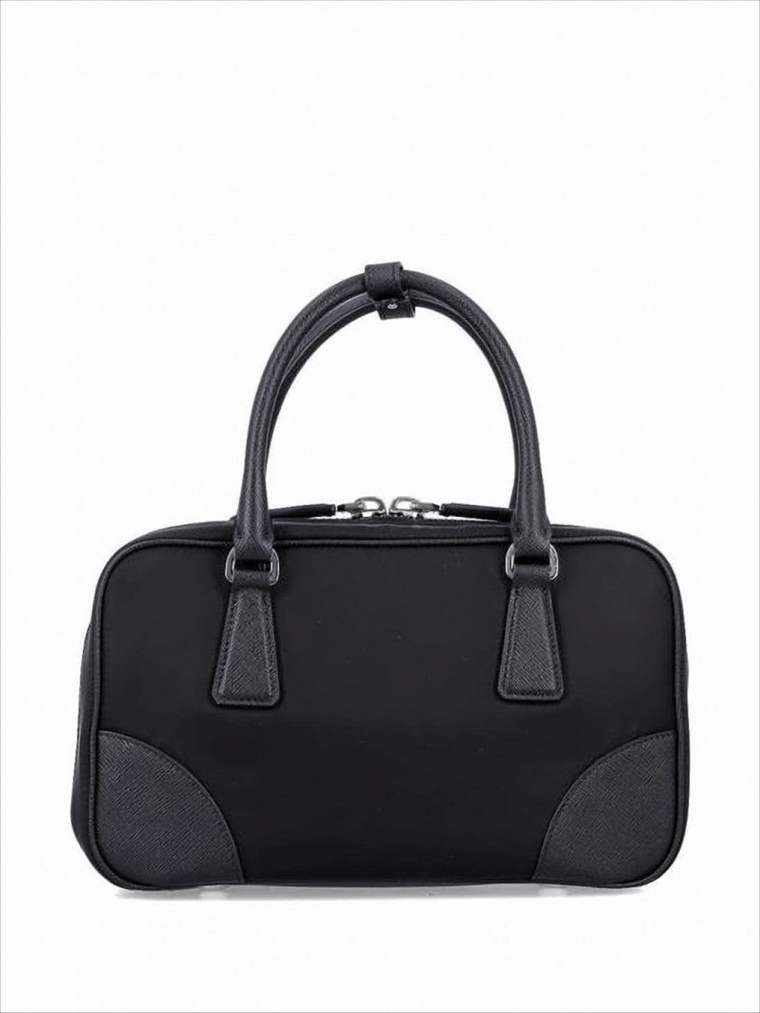 Prada Rectangular Tote Bag With Leather Accents And Beaded Embellishments