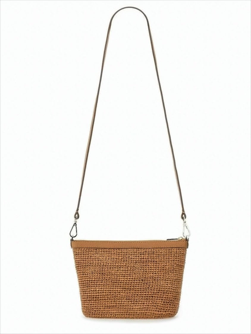 Helen Kaminski Woven Raffia Crossbody Bag With Smooth Leather Details