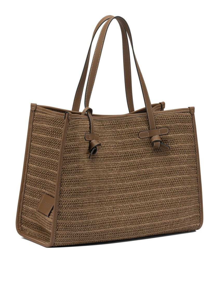 Gianni Chiarini Woven Fabric Shoulder Bag With Leather Accents