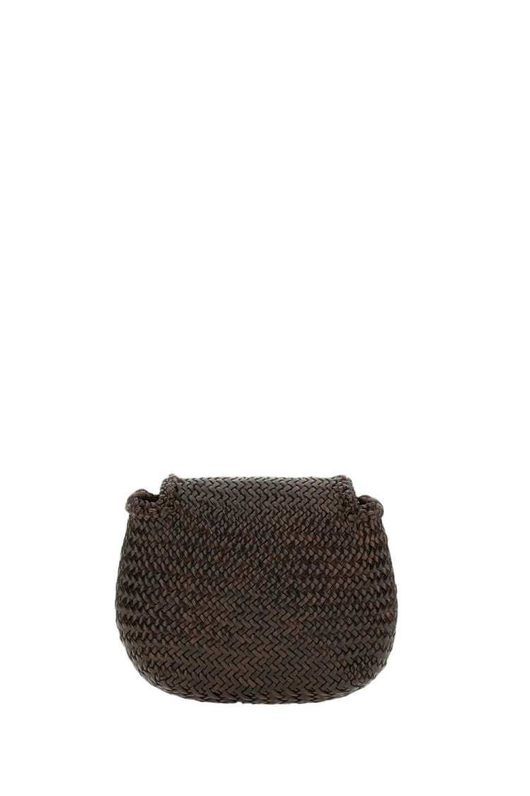 Dragon Diffusion Mini City Shoulder Bag In Brown Woven Leather