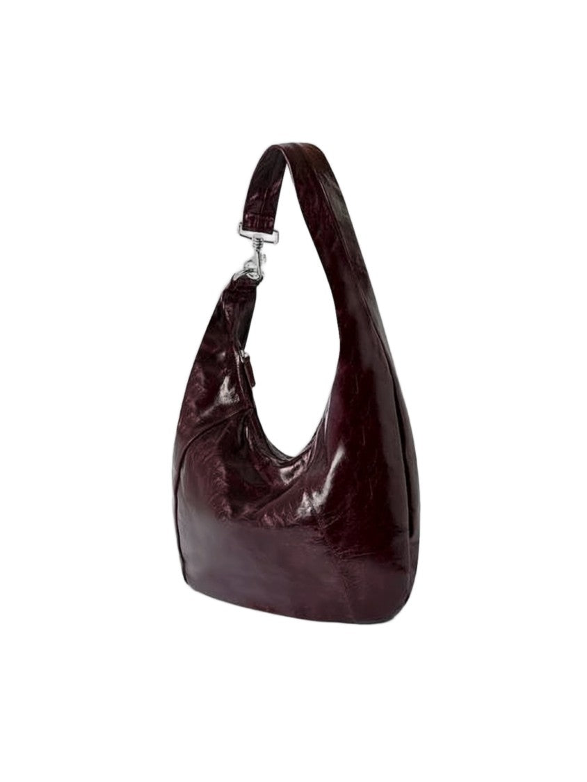 Gimaguas Crescent-Shaped Burgundy Leather Shoulder Bag