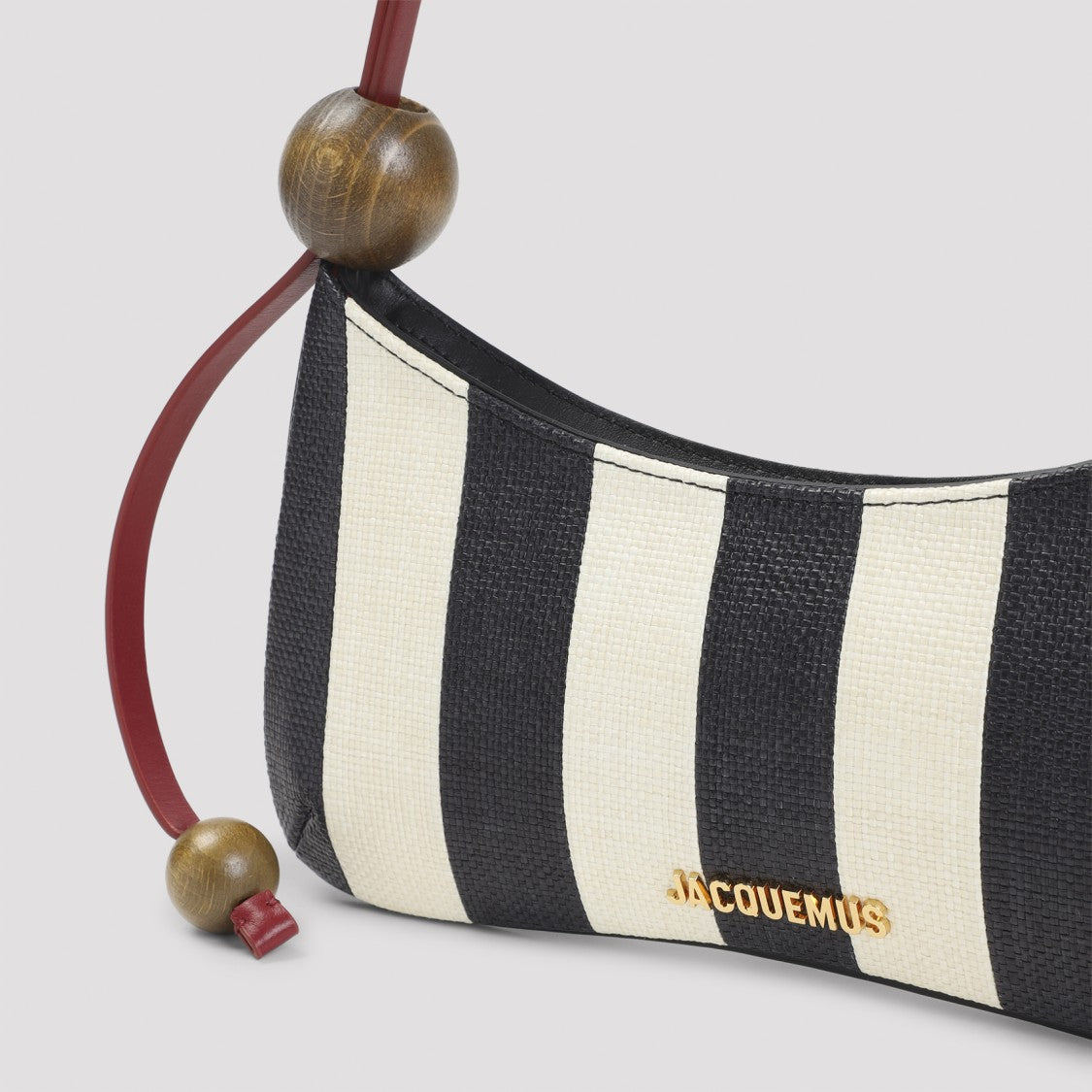 Jacquemus The Bisou Perle Black Raffia Handbag