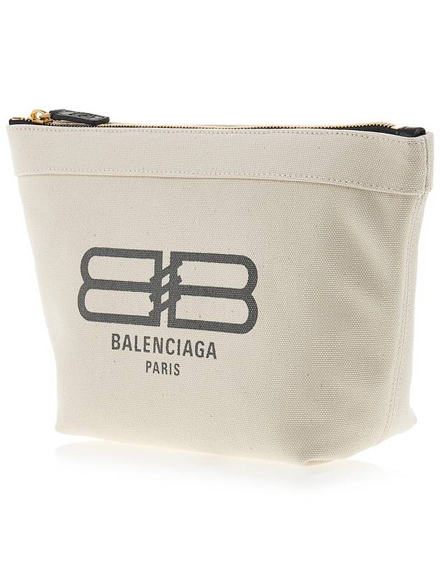 Luxury Balenciaga Trending 2025 Logo Print Jumbo Pouch Bag Ivory