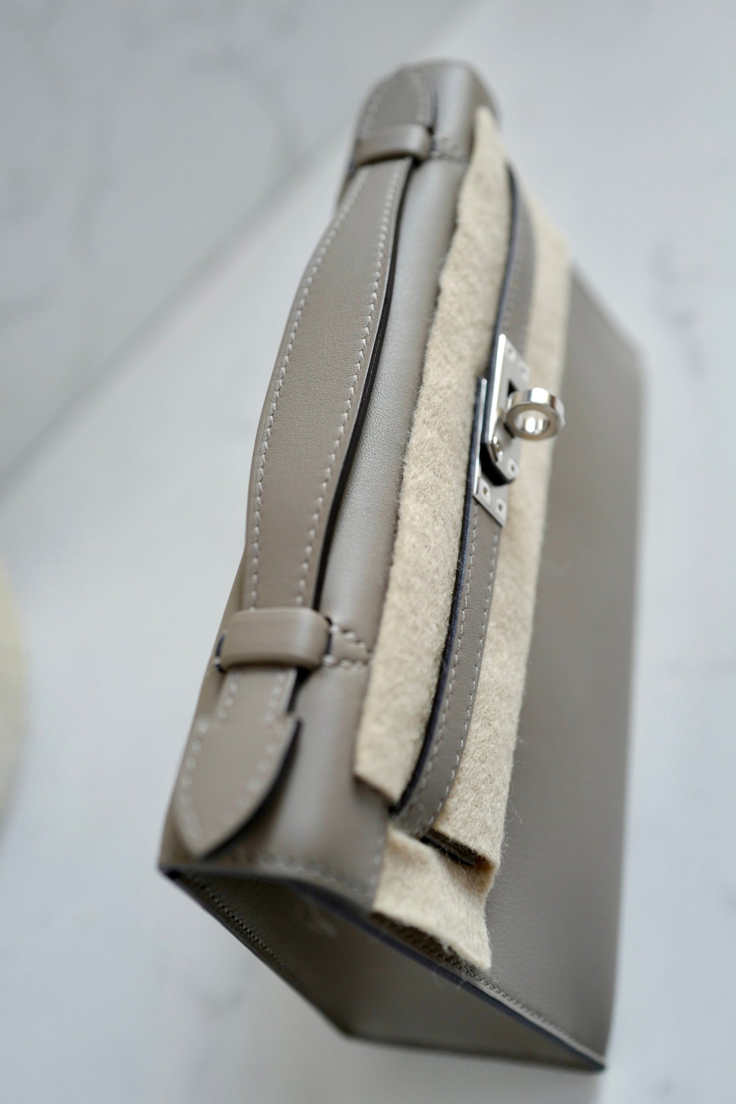 BNIB Hermes Kelly Pochette HSS Gris Asphalt/Black PHW W Complete Rec