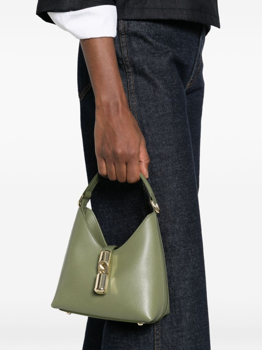 Furla Textured Leather Handbag With Gold-Tone Clasp