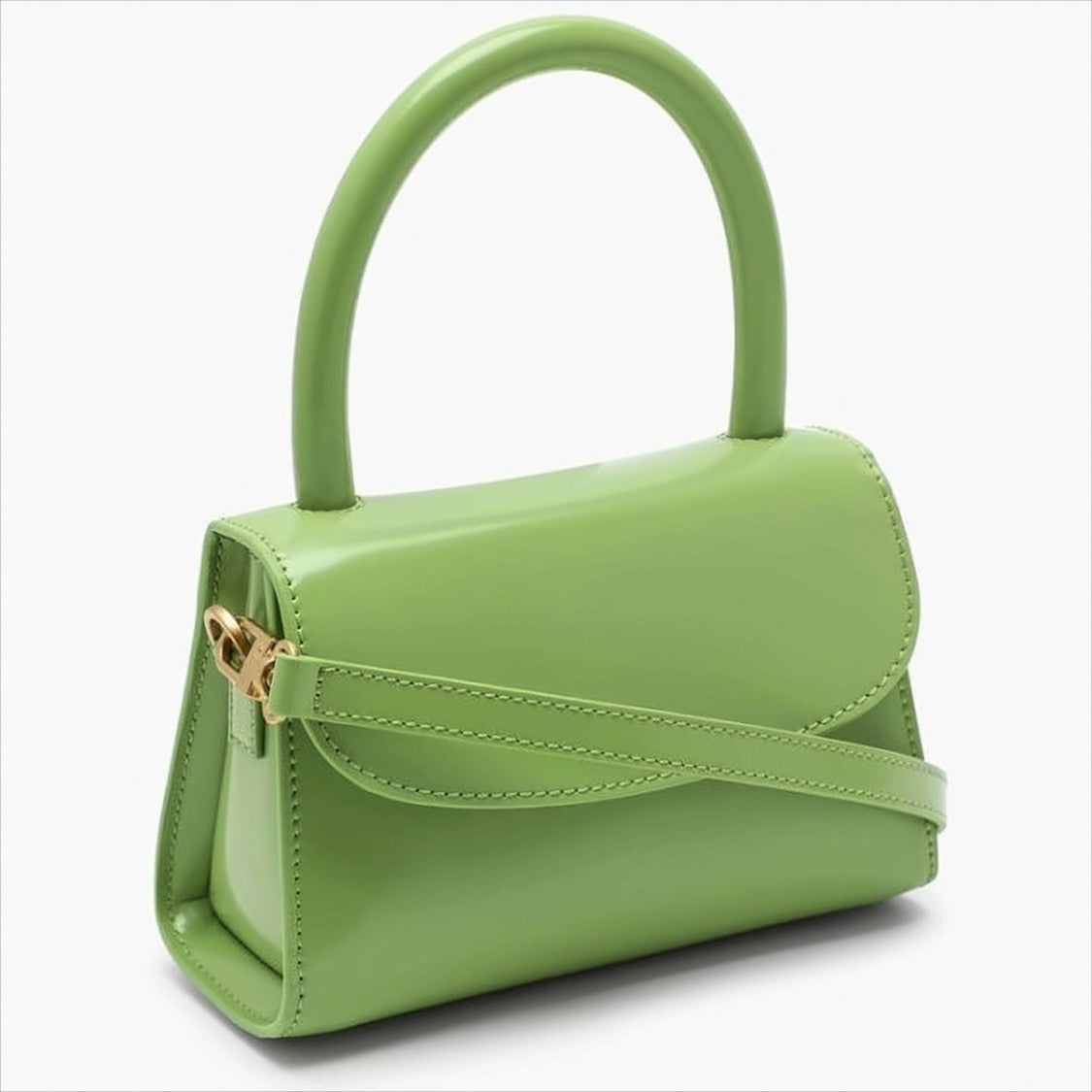 By Far Semi-Patent Leather Top-Handle Bag With Gold-Tone Hardware