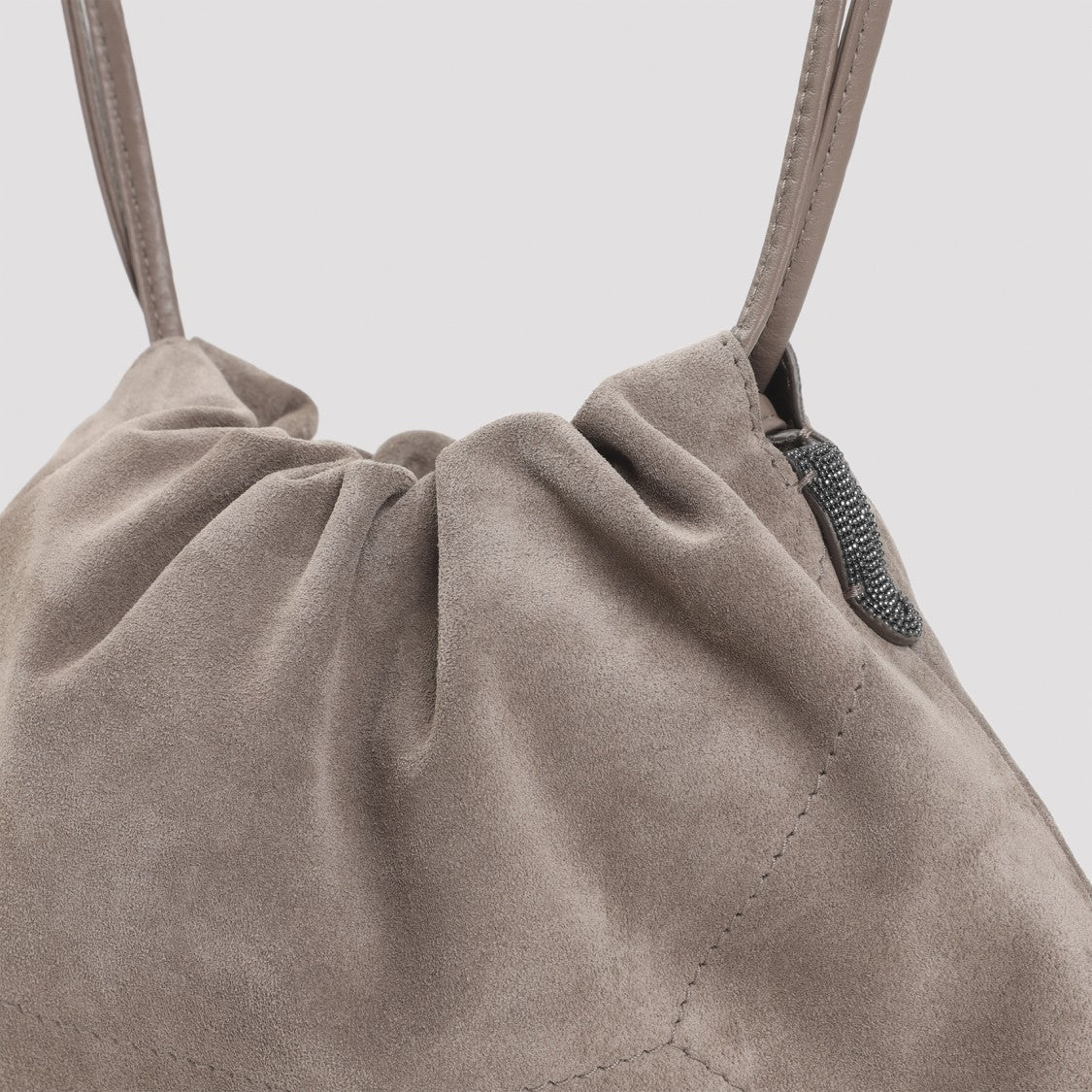 Brunello Cucinelli Compact Suede Crossbody Bag With Gathered Top
