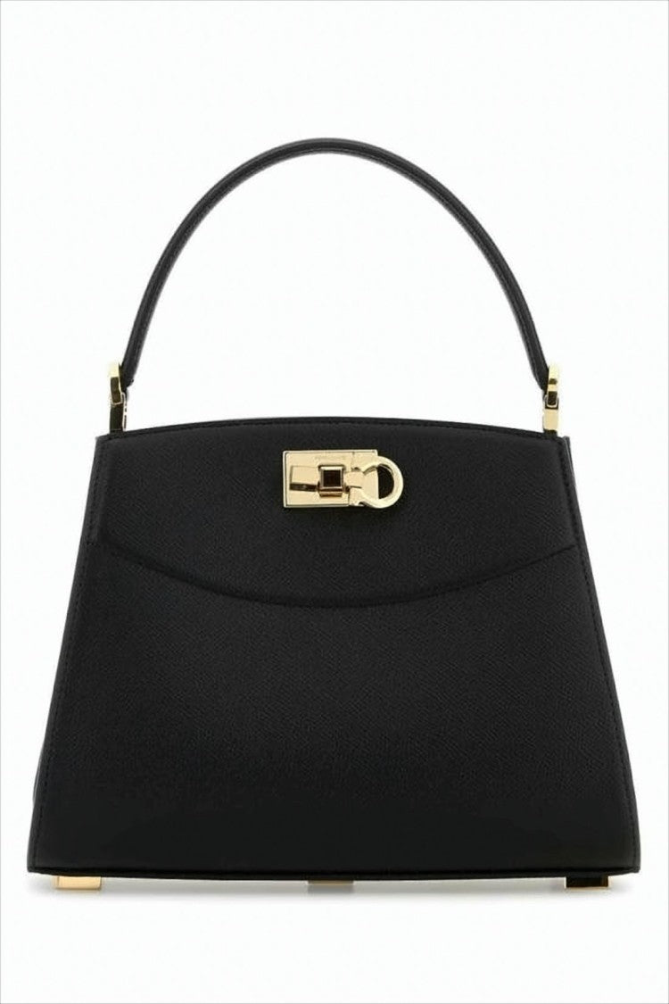 Salvatore Ferragamo Smooth Calfskin Shoulder Bag With Gold Accents