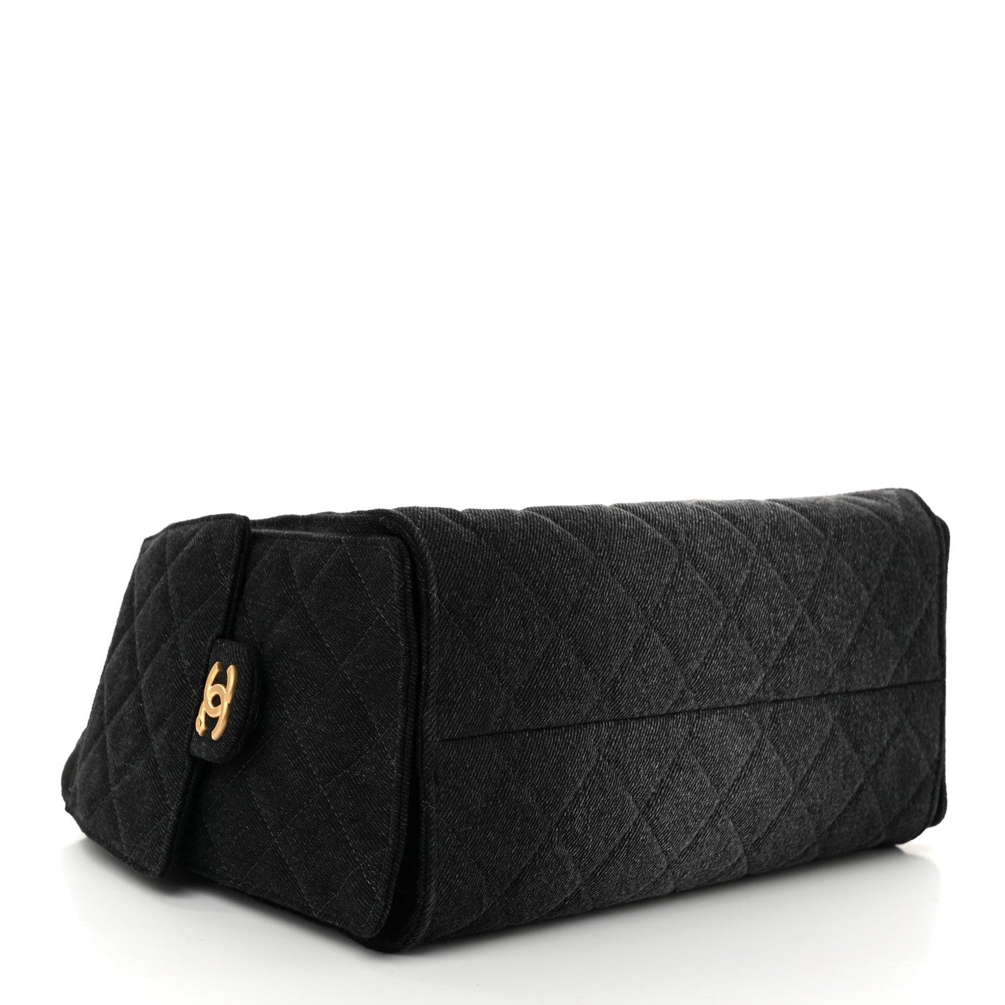 Washed Denim Quilted Small Chanel 25 Handbag Black