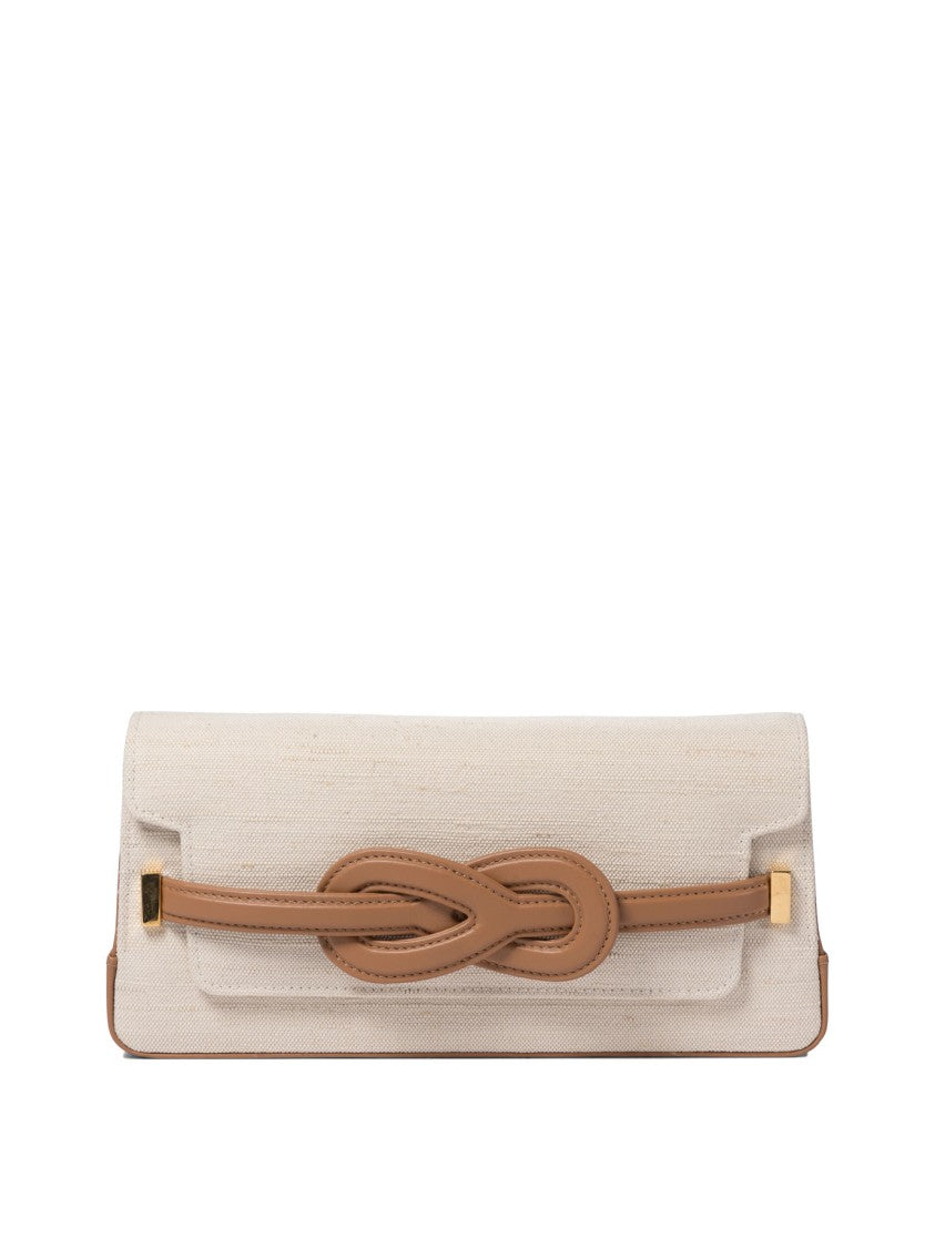 Amato Daniele Rectangular Canvas Shoulder Bag With Leather Accents