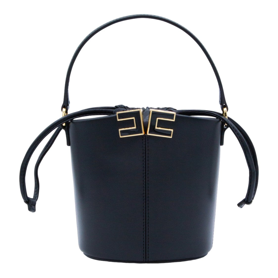 Elisabetta Franchi Structured Black Bucket Bag