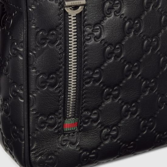 Gucci Compact Black Leather Crossbody Bag With Gg Emblem
