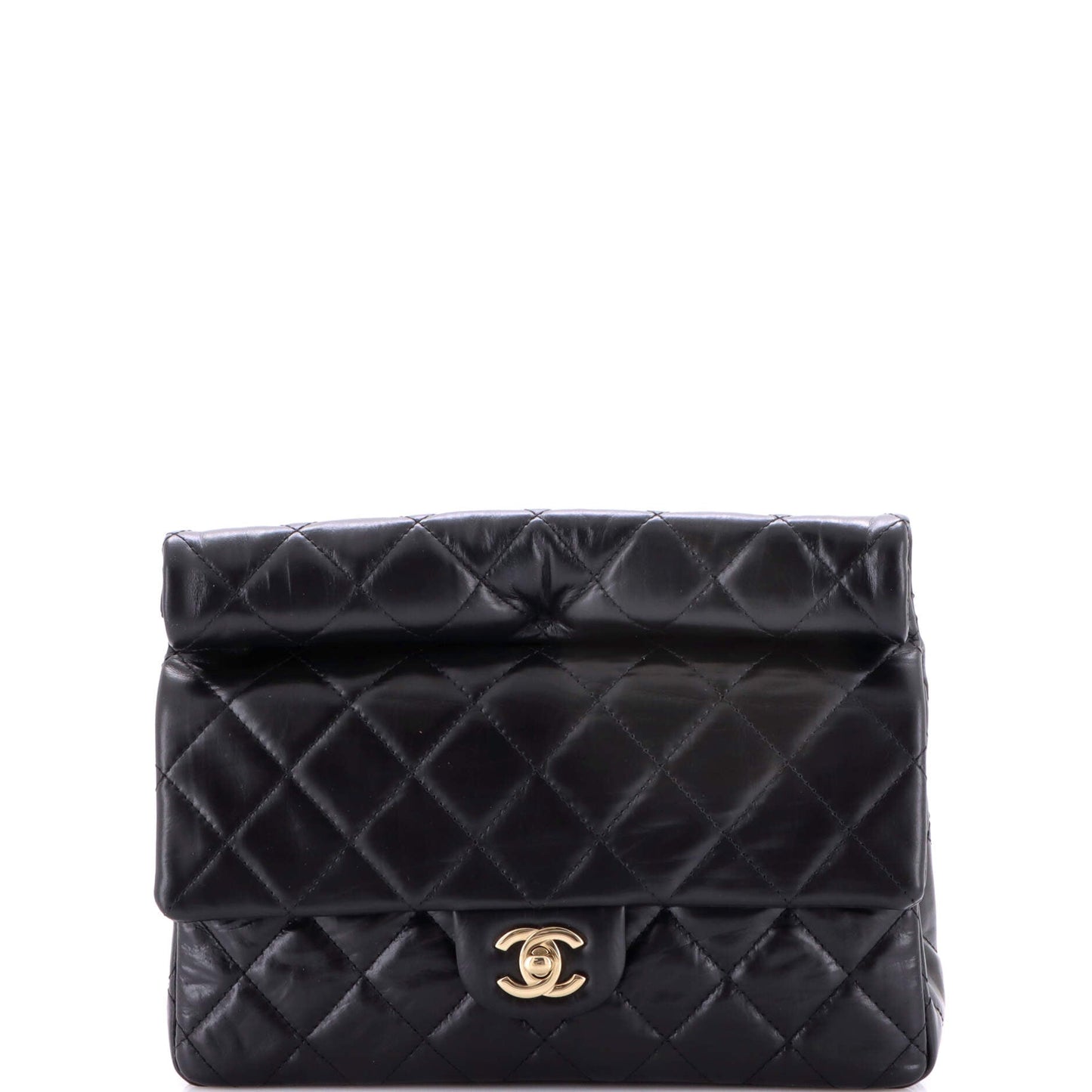 Classic Roll Clutch Quilted Crumpled Calfskin Medium