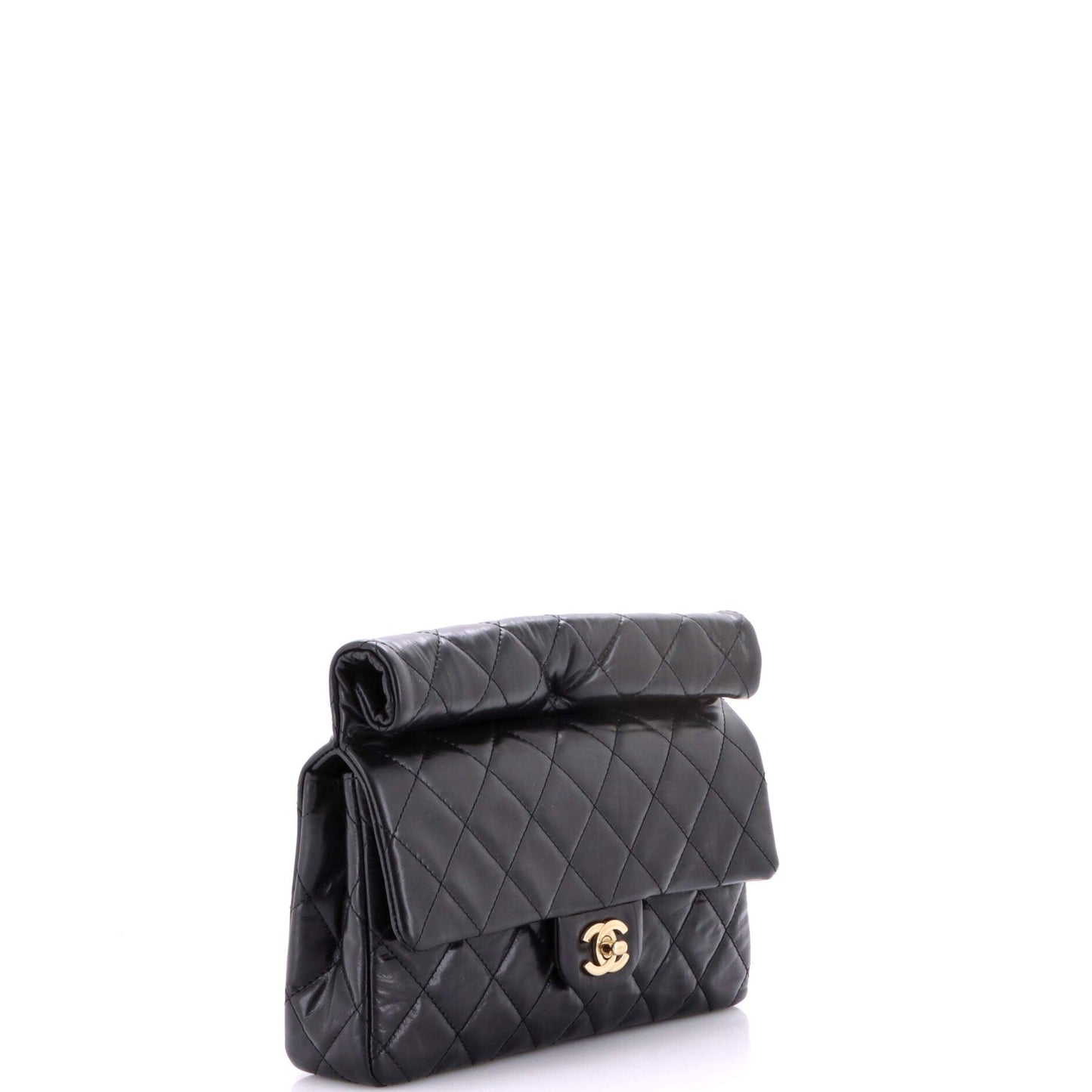 Classic Roll Clutch Quilted Crumpled Calfskin Medium