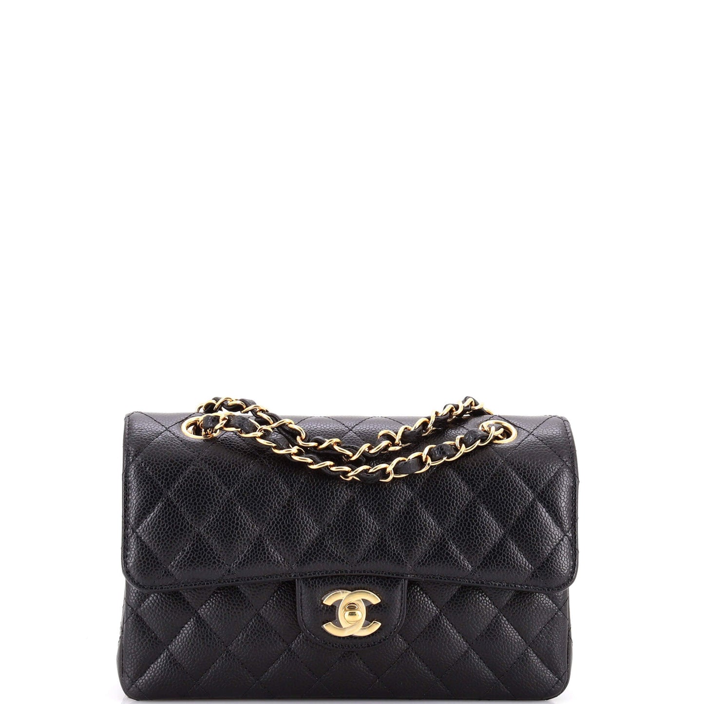 Classic Double Flap Bag Quilted Caviar Small