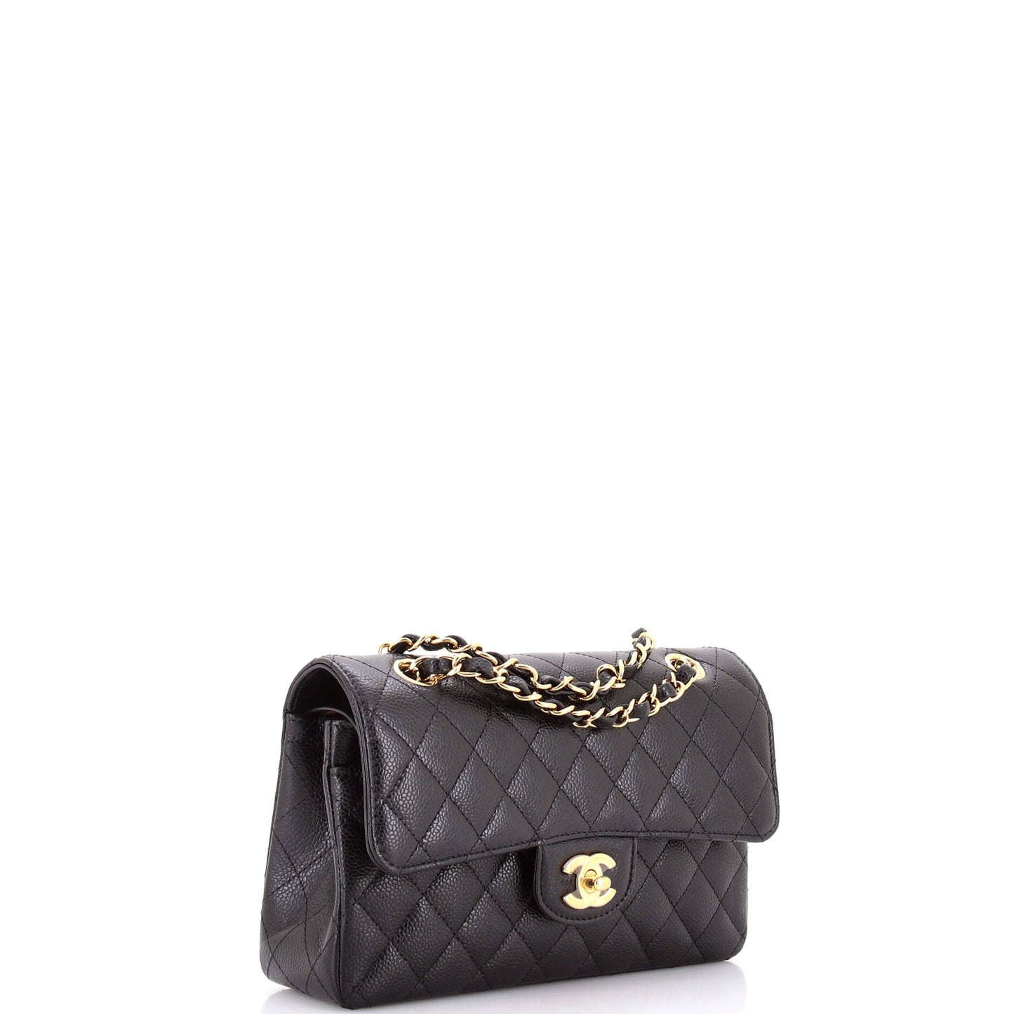 Classic Double Flap Bag Quilted Caviar Small