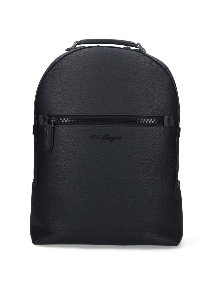 Ferragamo Structured Black Bag With Smooth Texture
