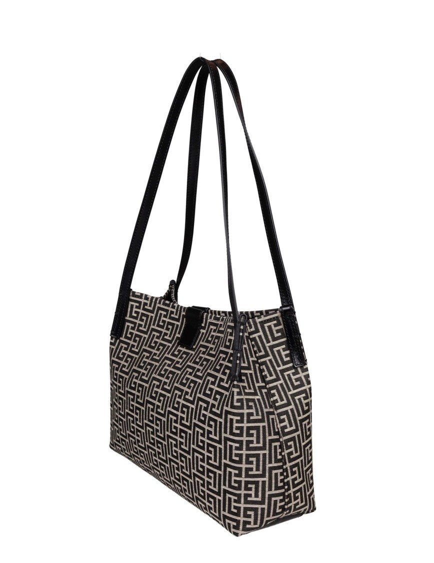 Balmain Release Canvas & Leather Shopper Bag