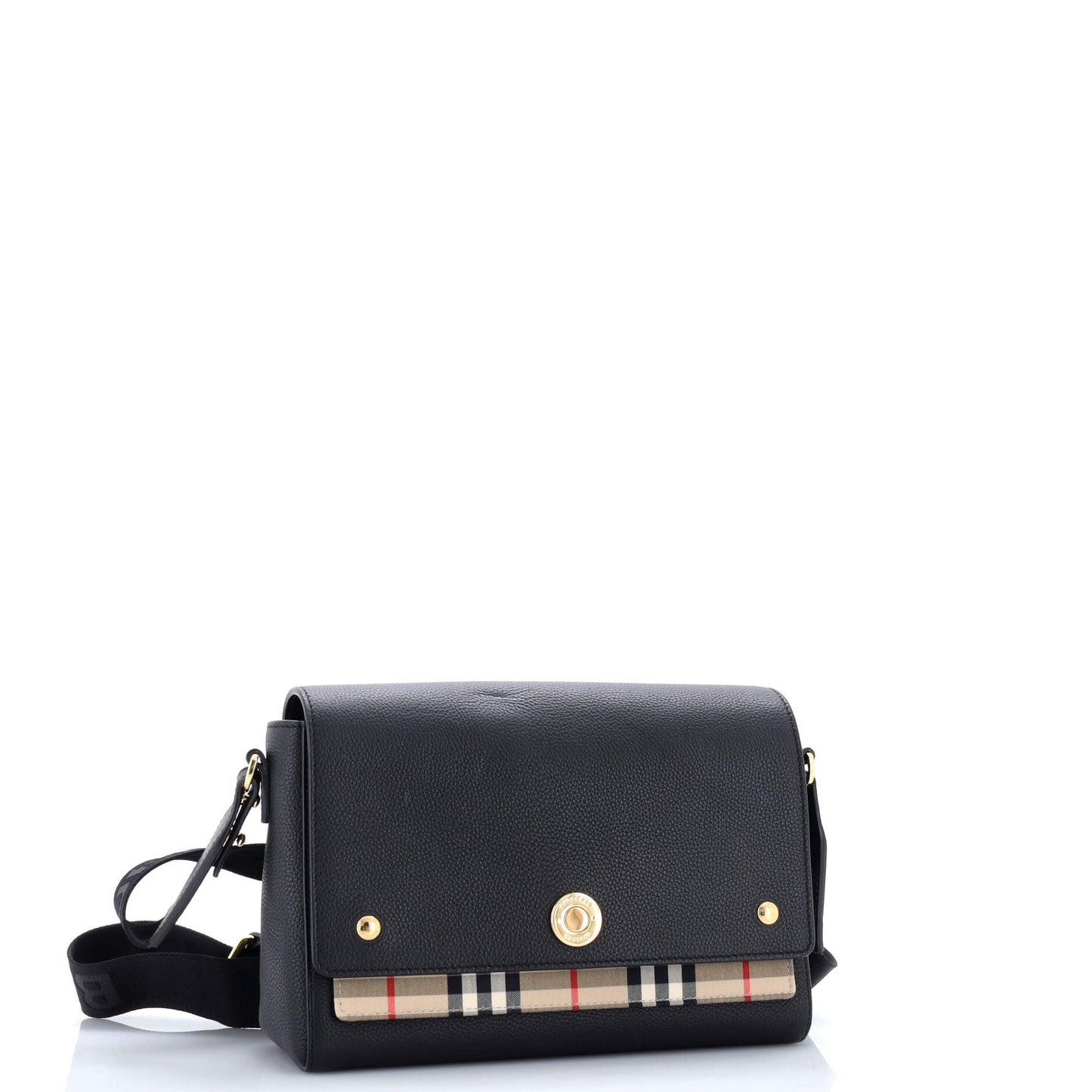 Note Crossbody Bag Leather with Vintage Check Canvas Medium