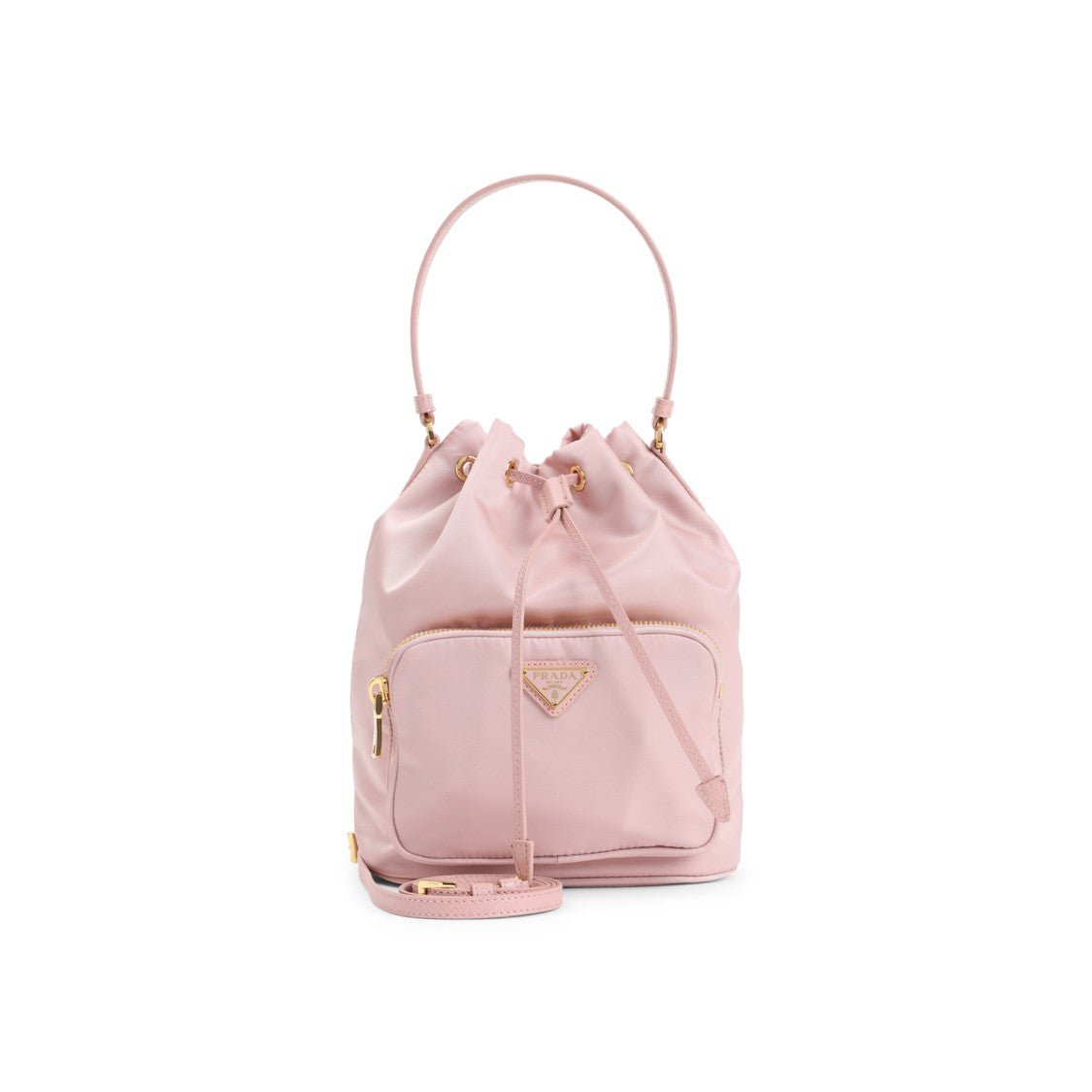 Prada Re-Nylon Pink Bucket Bag With Leather Accents