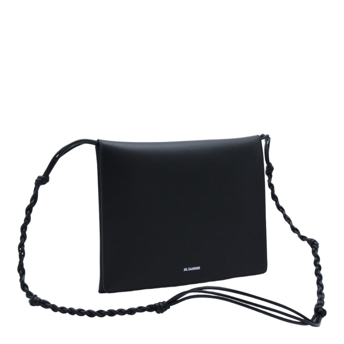Jil Sander Rectangular Black Bag With Flap Closure And Braided Strap