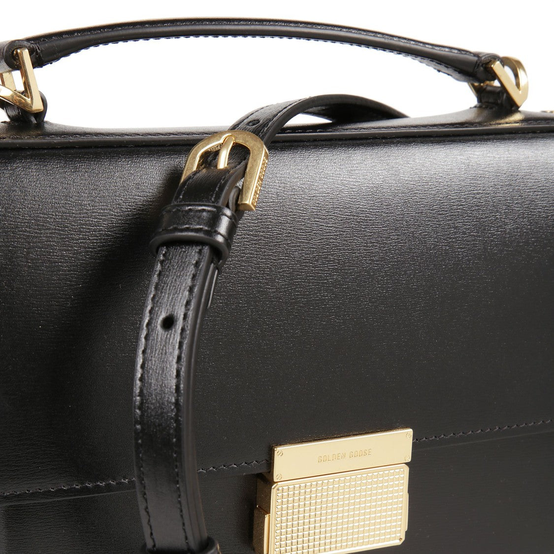 Golden Goose Structured Palmellato Leather Handbag With Gold Accents