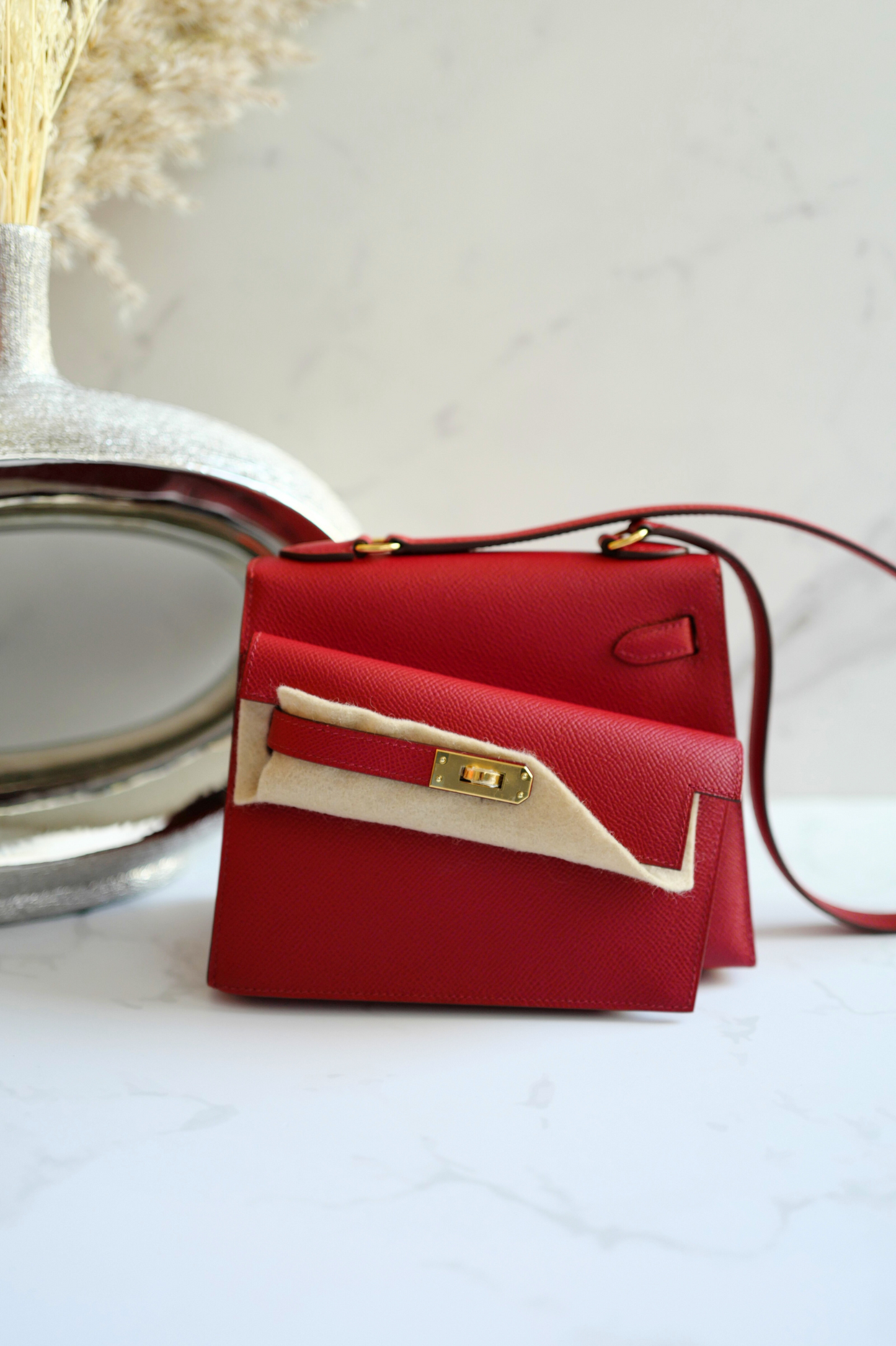 BNIB Hermès Kelly Désordre 20 Bag Rouge Pigment Epsom Leather with Gold Hardware