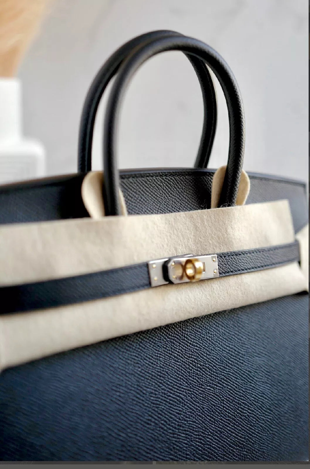 BNIB Hermes Birkin 25 Black Epsom Sellier Electrum HW W 2024 Original Receipt