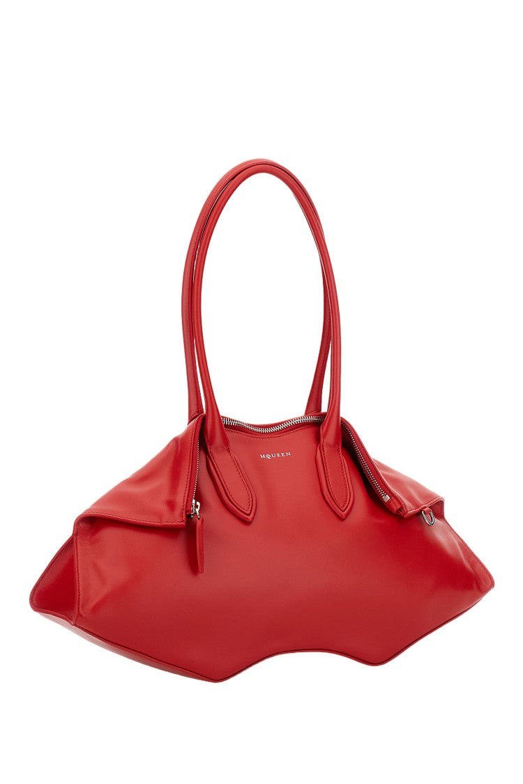 Alexander Mcqueen Sculptural Red Leather Manta Shoulder Bag