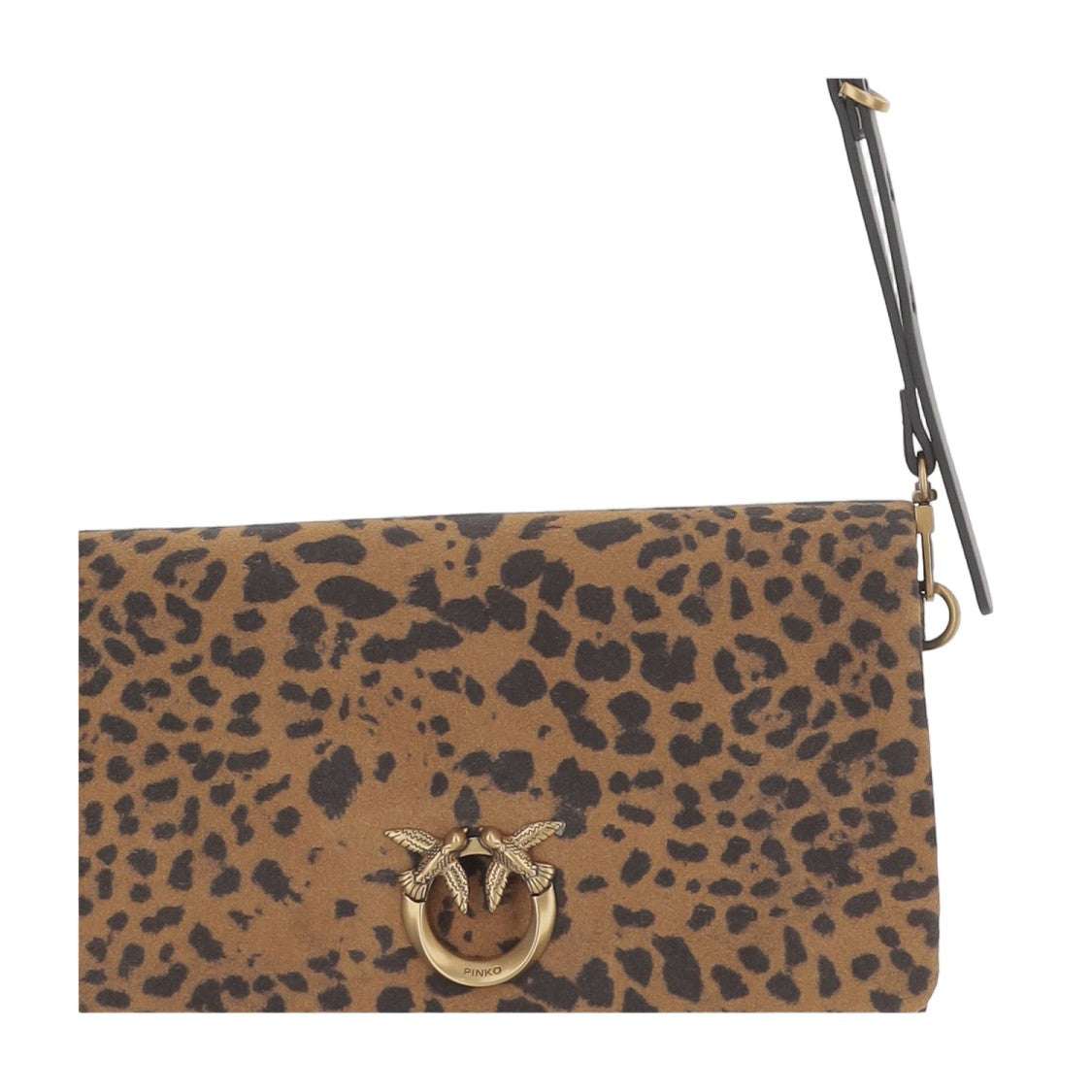 Pinko Leopard Print Suede Crossbody Bag With Gold-Tone Hardware