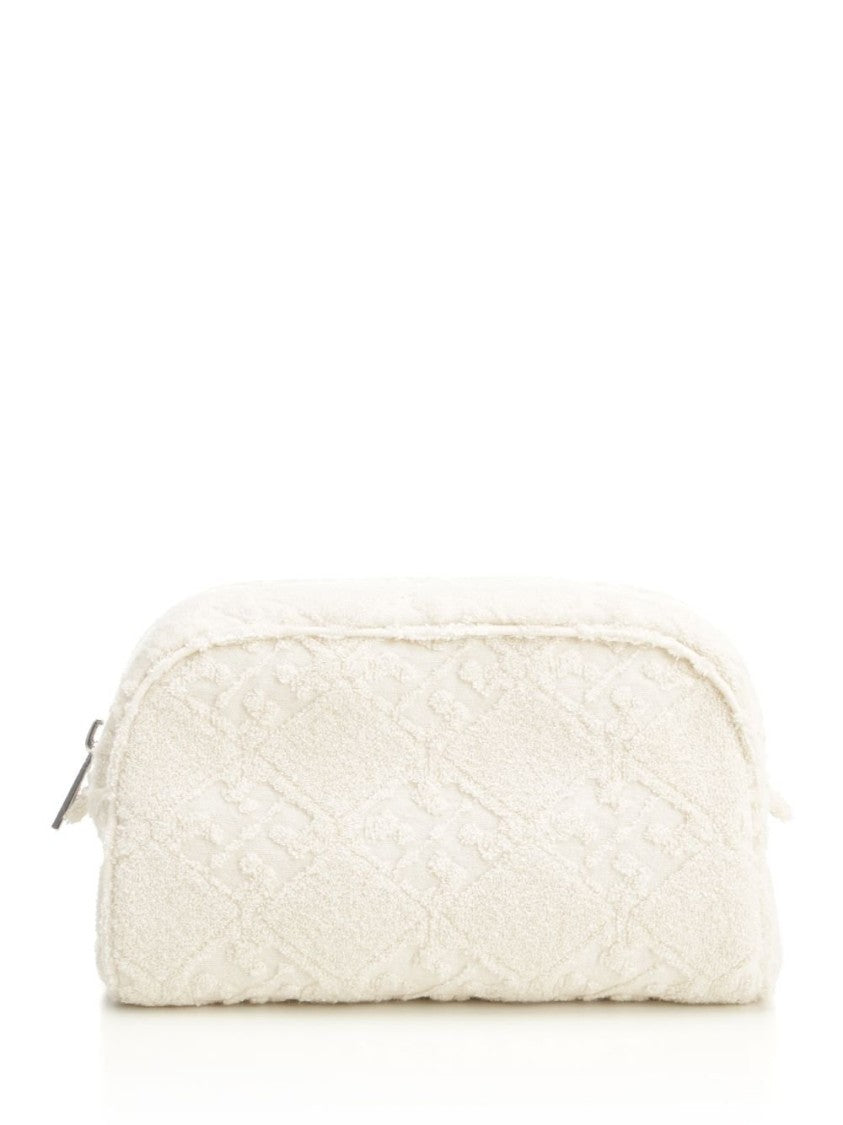 Tory Burch Textured White Bag With Zip Closure