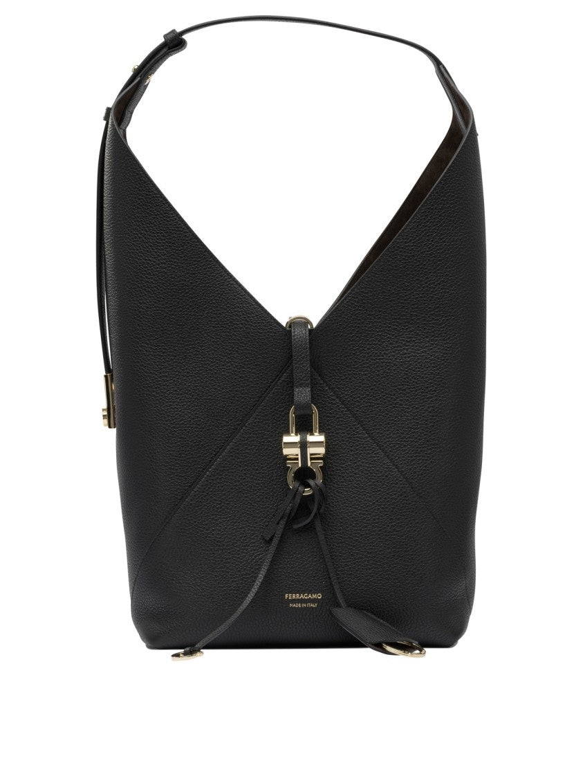 Ferragamo Textured Leather Hobo Shoulder Bag